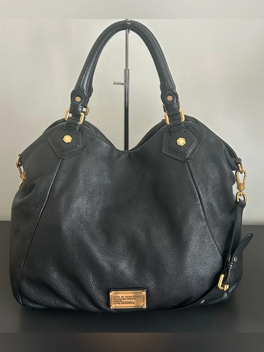 Marc Jacobs Black Pebbled Leather Large Hobo Shoulder Bag Crossbody